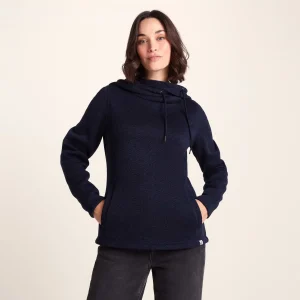 Hot TOG24 Acer Womens Knitlook Fleece Hoody Oxford Blue Marl