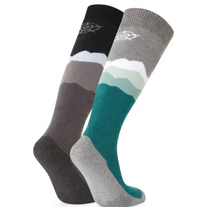 Hot TOG24 Allevard Mens Ski Socks Black/Dark Turquoise