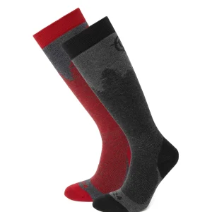 Outlet TOG24 Aprica 2 Pack Mens Ski Sock Black/Chilli Red
