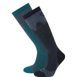 Outlet TOG24 Aprica 2 Pack Mens Ski Sock Black/Dark Turquoise