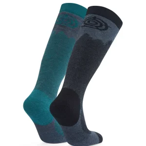 Outlet TOG24 Aprica 2 Pack Mens Ski Sock Black/Dark Turquoise