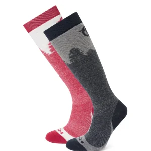 Online TOG24 Aprica 2 Pack Womens Ski Sock Dark Indigo/Dark Pink