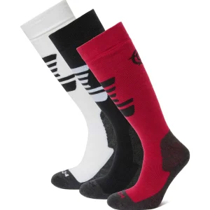 Fashion TOG24 Bergenz 3 Pack Black Ski Socks | Womens Ski Socks | Black/Dark Pink/Optic White
