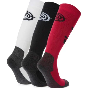 Fashion TOG24 Bergenz 3 Pack Black Ski Socks | Womens Ski Socks | Black/Dark Pink/Optic White