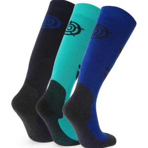 Hot TOG24 Bergenz 3 Pack Ceramic Blue Ski Socks | Kids Ski Socks | Dark Indigo/Royal Blue /Ceramic Blue