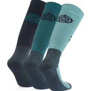 Online TOG24 Bergenz 3 Pack Mens Ski Socks Black/Dark Turquoise/Steel Teal