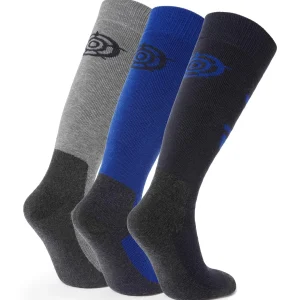 New TOG24 Bergenz 3 Pack Royal Blue Ski Socks | Mens Ski Socks | Dark Indigo/Royal Blue/Light Grey Marl