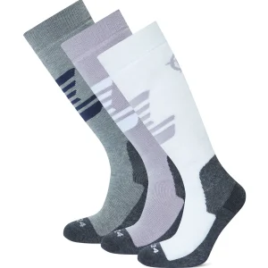 Fashion TOG24 Bergenz 3 Pack Womens Ski Socks Lavender Grey/Lt Grey Marl/Optic Whi Lavender Grey/Lt Grey Marl/Optic White