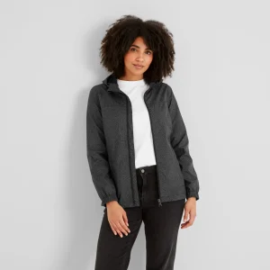 Clearance TOG24 Craven Womens Waterproof Packaway Jacket Washed Black | Washed Black Swirl Print
