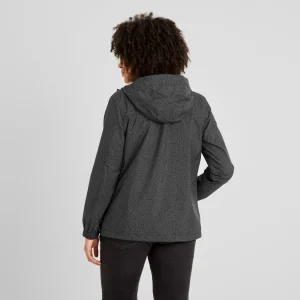 Clearance TOG24 Craven Womens Waterproof Packaway Jacket Washed Black | Washed Black Swirl Print