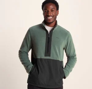 Hot TOG24 Dowson Mens Fleece Zip Neck Black/Light Forest