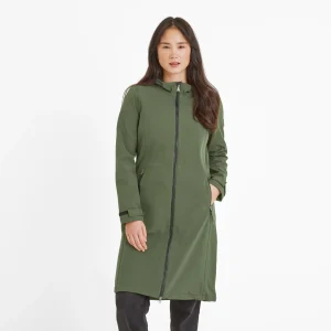 Fashion TOG24 Enya Womens Waterproof Softshell Long Jacket Dark Green