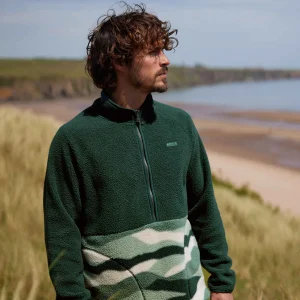 Outlet TOG24 Flaxley Mens Sherpa Fleece Racing Green Landscape Print