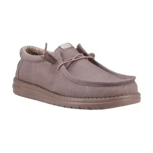 Fashion TOG24 HEYDUDE Wally Stretch Canvas Mens Shoes Deep Taupe