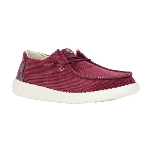 Discount TOG24 HEYDUDE Wendy Corduroy Leo Womens Shoes Burgundy