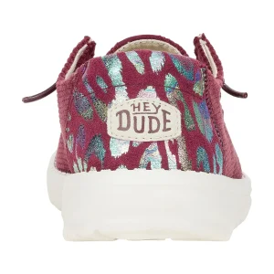 Discount TOG24 HEYDUDE Wendy Corduroy Leo Womens Shoes Burgundy