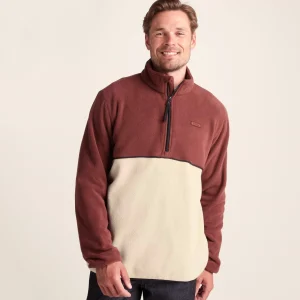 Sale TOG24 Kirton Mens Fleece Zip Neck Port/Hazelnut