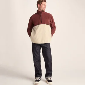 Sale TOG24 Kirton Mens Fleece Zip Neck Port/Hazelnut