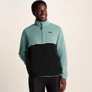 Fashion TOG24 Kirton Mens Fleece Zip Neck Steel Teal/Black