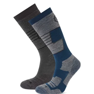 Best TOG24 Linz 2 Pack Womens Ski Socks Dark Grey Marl/Jewel Blue