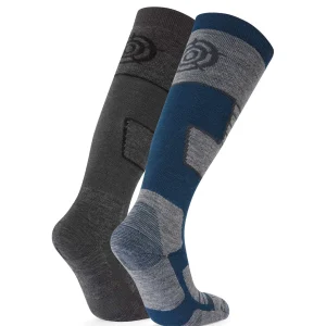 Best TOG24 Linz 2 Pack Womens Ski Socks Dark Grey Marl/Jewel Blue