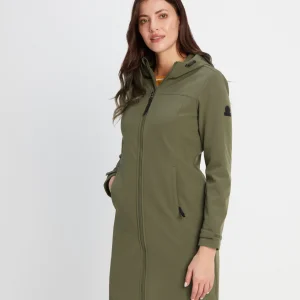 Outlet TOG24 Marina Womens Extra Long Softshell Jacket Khaki