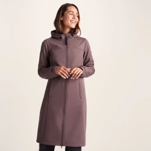 Clearance TOG24 Marina Womens Extra Long Softshell Jacket Dark Mauve