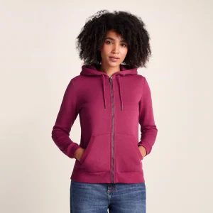 Fashion TOG24 Mia Womens Zip Hoody Washed Burgundy