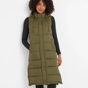 Discount TOG24 Newall Womens Long Padded Gilet Khaki