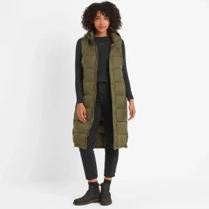 Discount TOG24 Newall Womens Long Padded Gilet Khaki
