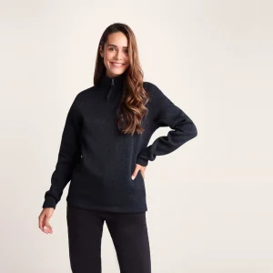 New TOG24 Pearson Womens Knitlook Quarter Zip Fleece Dark Indigo Marl