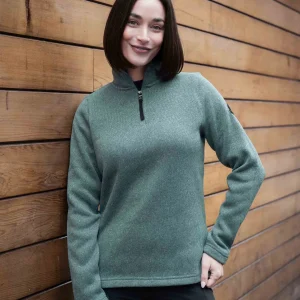 Best TOG24 Pearson Womens Knitlook Quarter Zip Fleece Mist Grey Marl