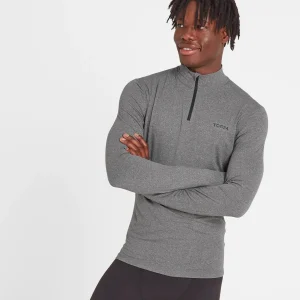 Fashion TOG24 Snowdon Mens Thermal Base Layer Quarter Zip Grey Marl
