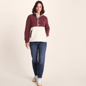 New TOG24 Symes Womens Fleece 1/2 Neck Vanilla/Burgundy