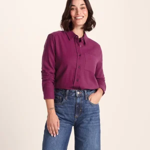 Fashion TOG24 Teiga Womens Shirt Long Sleeve Washed Burgundy