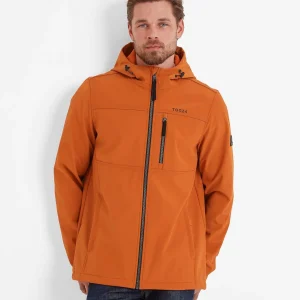 Discount TOG24 Truro Mens Hooded Softshell Jacket Dark Orange