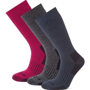 New TOG24 Villach 3 Pack Womens Cerise Trek Socks | Dark Grey Marl/Cerise/Dark Indigo