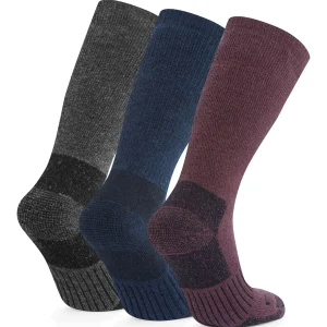 Fashion TOG24 Villach 3 Pack Womens Trek Socks Dk Indigo/Dk Mauve/Dk Grey Marl